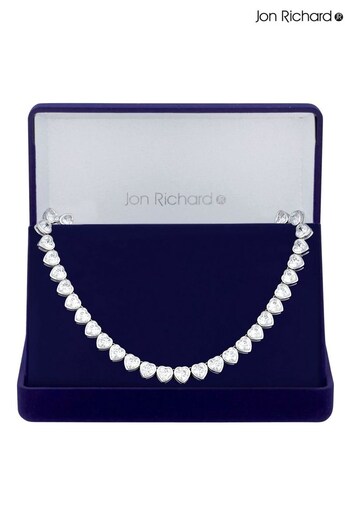 Jon Richard Silver Cubic Zirconia Heart Allway Necklace - Gift Boxed (N07128) | £80