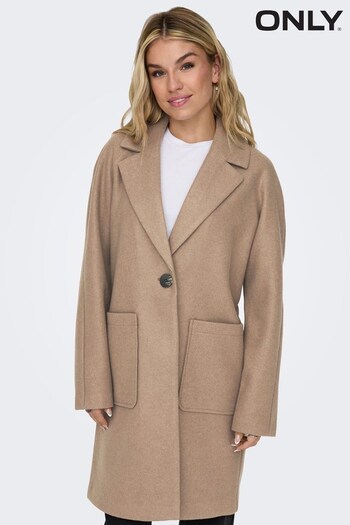 ONLY Brown Lightweight Tailored Coat with Front Pockets (N07183) | £60
