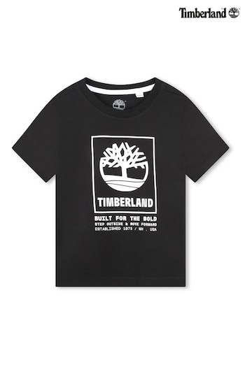 Timberland Perkins Graphic Logo Short Sleeve Black T-Shirt (N07187) | £20 - £30