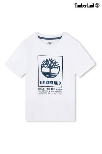 Timberland Graphic Logo Short Sleeve White T-Shirt (N07201) | £20 - £30