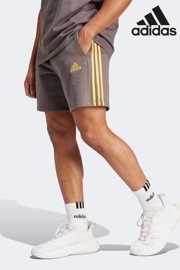adidas Dark Brown Sportswear Essentials French Terry 3-Stripes Shorts (N07225) | £25