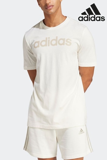 adidas White Sportswear Essentials Single Jersey Linear Embroidered Logo T-Shirt (N07226) | £20