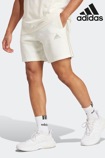 adidas White kneewear Essentials French Terry 3-Stripes Shorts (N07227) | £25