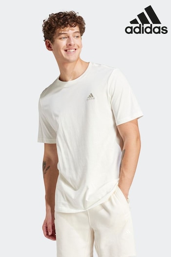 adidas White crewneck Sportswear Essentials Single Jersey Embroidered Small Logo T-Shirt (N07253) | £20