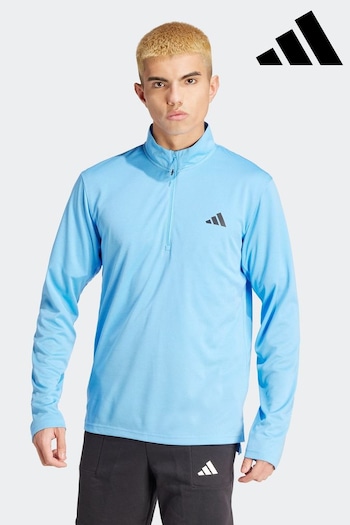 adidas Blue PERFORMANCE Train Essentials Training 1/4-Zip Long Sleeve Sweatshirt (N07263) | £38