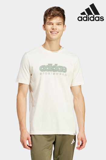 adidas Cream Sportswear Growth Sportswear Graphic T-Shirt (N07270) | £23