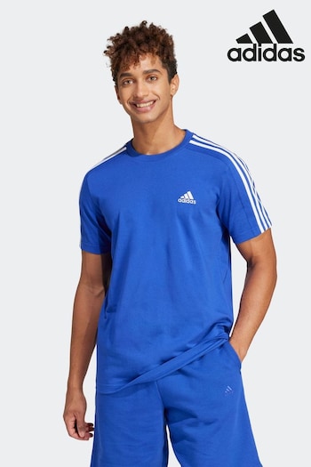 adidas Bomber Blue Sportswear Essentials Single Jersey 3-Stripes T-Shirt (N07275) | £23