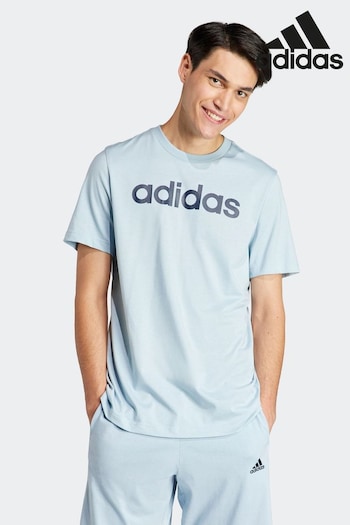 adidas Blue Sportswear Essentials Single Jersey Linear Embroidered Logo T-Shirt (N07280) | £20