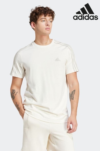 adidas herren White Sportswear Essentials Single Jersey 3-Stripes T-Shirt (N07281) | £23