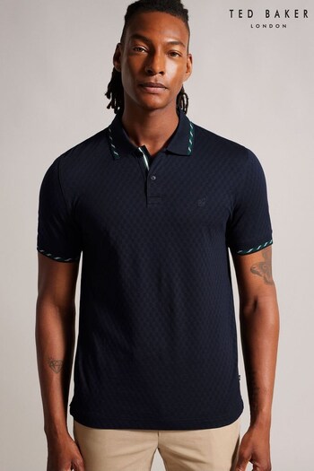 Ted Baker Blue Colson House Check Jacquard Polo Shirt (N07367) | £70