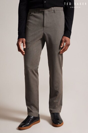 Ted Baker Slim Fit Chilwel Check Chino Brown Trousers Poggo (N07386) | £95