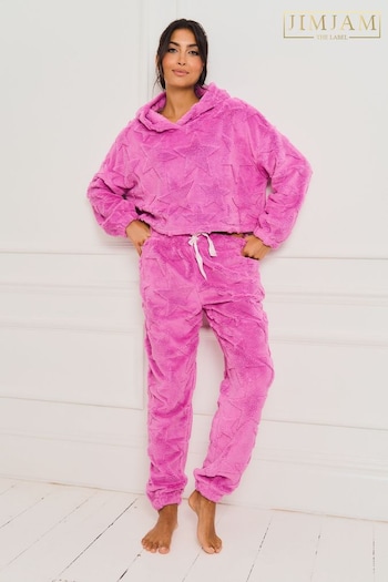 Jim Jam the Label Pink Star Fleece Twosie Pyjama Set (N07390) | £40