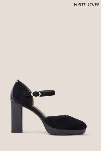 White Stuff Priscilla Platform Suede Black Shoes (N07425) | £79