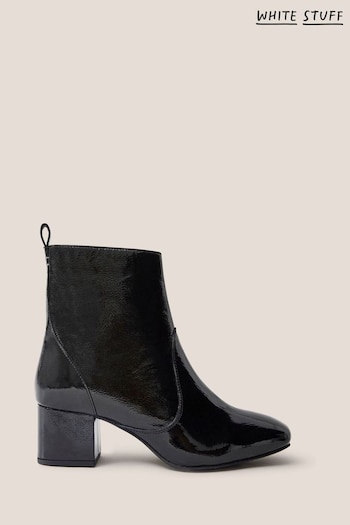 White Stuff Cilla Patent Mid Heels Black Boots (N07426) | £99