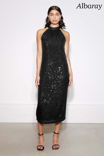 Albaray Sequin Halter Black Dress (N07478) | £99