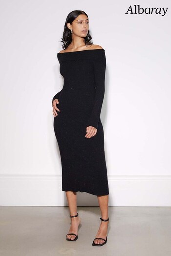 Albaray Sparkle Bardot Black Dress (N07496) | £89