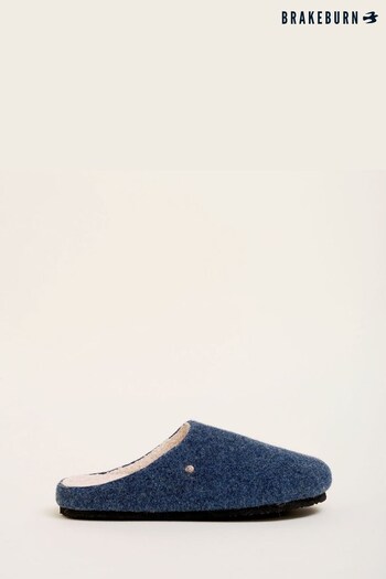 Brakeburn Blue Felt Slip-Ons (N07541) | £35