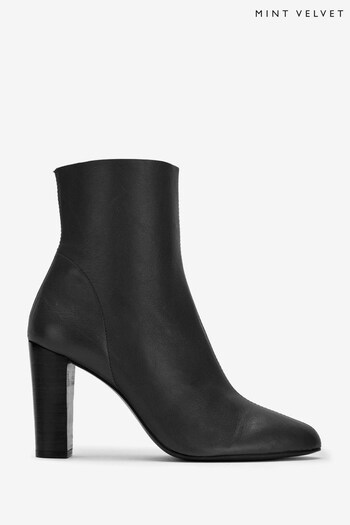 Mint Velvet Black Leather Ankle Boots (N07572) | £149