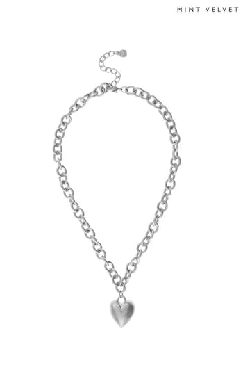 Mint Velvet Silver Tone Heart Necklace (N07575) | £29