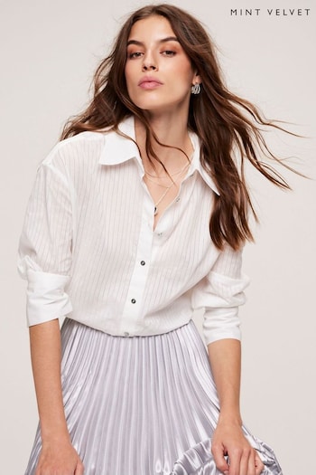 Mint Velvet White Striped Shirt (N07581) | £89