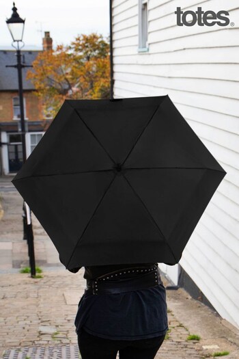 Totes Black Steel Plain Umbrella (N07600) | £12