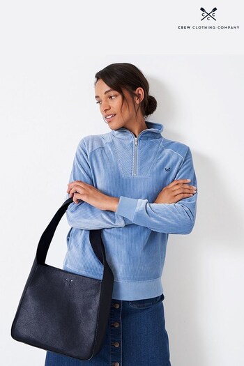 Crew Clothing Company Dark Blue Leather Handbag (N07614) | £99