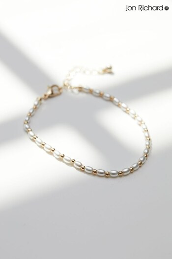 Jon Richard Gold Plated Pearl And Polished Link Bracelet (N07622) | £20