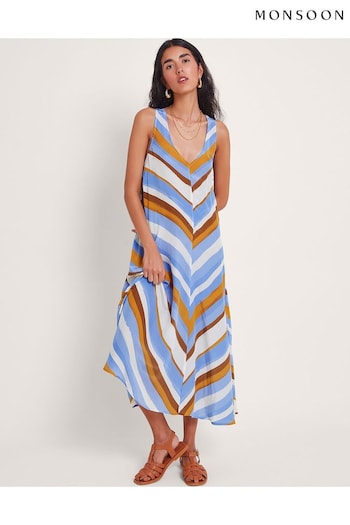 Monsoon Blue Byrdie Stripe Dress (N07624) | £69