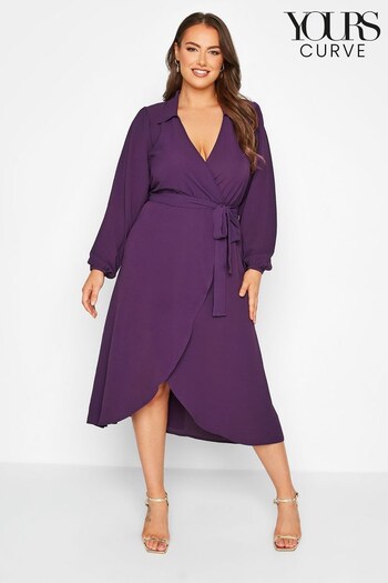 Yours Curve Purple Limited Collar Wrap Dress (N07631) | £36