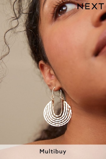 Gold Tone Hammered Hoop Earrings Made With Recycled Metal (N07717) | £10