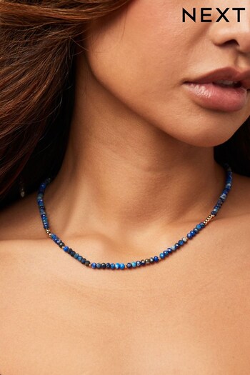 Blue Bead Short Necklace (N07732) | £13