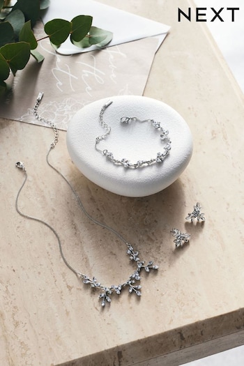 Silver Tone Bridal Leaf Necklace (N07741) | £16