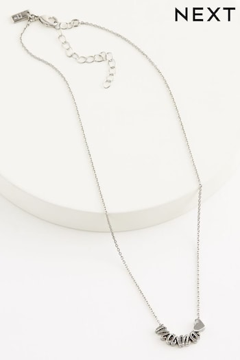 Silver Tone Mama Necklace (N07749) | £10