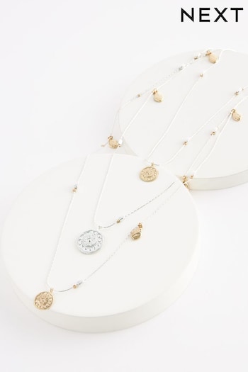 Gold Tone/Silver Tone Multi Row Coin Drop Necklace (N07750) | £16