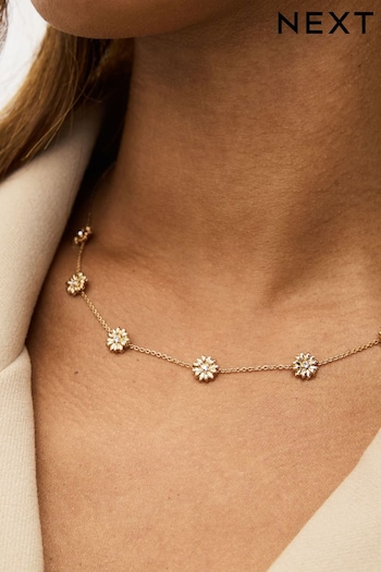 Gold Tone Flower Necklace (N07754) | £12