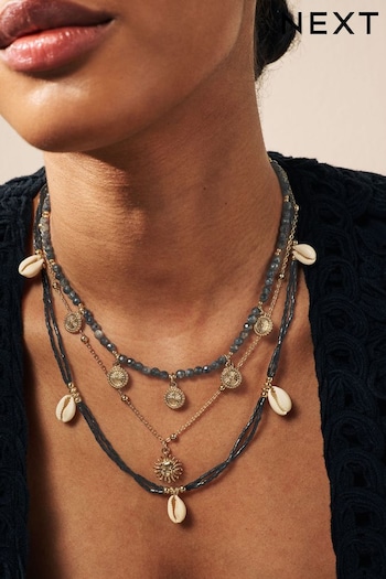 Black Shell Sun Multi Layer Necklace (N07758) | £20