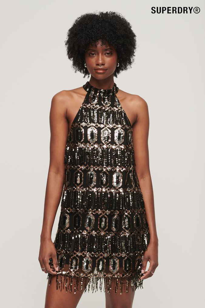 Halter neck shop silver dress