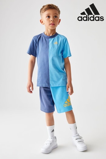 adidas Blue Sportswear T-Shirt and Shorts Set (N07835) | £30