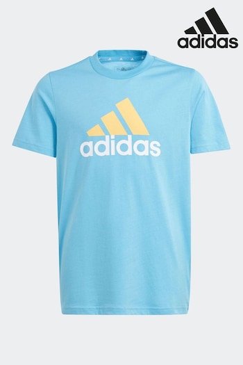 adidas Ftwwht Blue Sportswear Essentials Two-Colour Big Logo Cotton T-Shirt (N07837) | £13