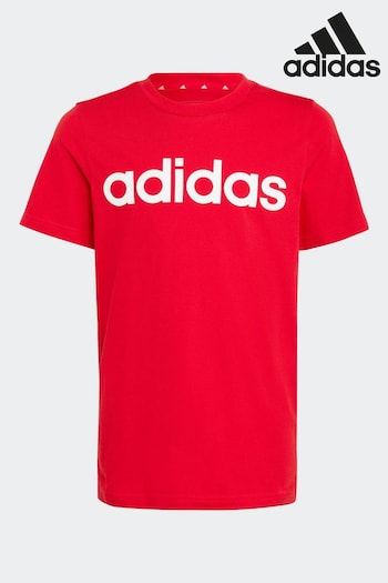 adidas Red Sportswear Essentials Linear Logo Cotton T-Shirt (N07852) | £13