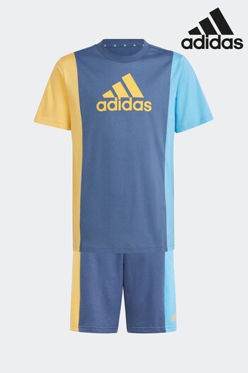 adidas Blue Kids Sportswear Essentials Colorblock T-Shirts Set (N07864) | £33
