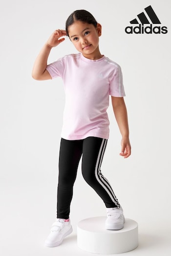 adidas Pink Sportswear Essentials 3-Stripes Cotton T-Shirt (N07866) | £12