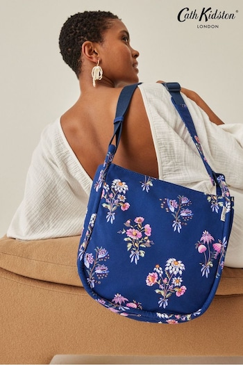 Cath Kidston Navy Floral Bunches Large Curved Messenger Bag (N07883) | £56
