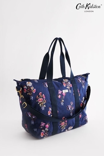 Cath Kidston Navy Blue Floral Bunches Strappy Overnight Bag (N07893) | £70