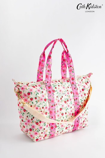 Cath Kidston Ecru/Pink Floral Strappy Overnight Bag (N07894) | £70