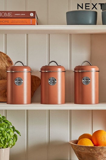 Set of 3 Rust Orange Badge Storage Jars (N07907) | £22