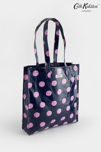 Cath Kidston Navy/Pink Spot Large Coated Bookbag (N07911) | £25