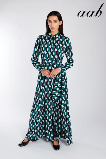 Aab Blue Geo Print Maxi Dress (N07946) | £92