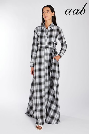 Aab White Open Weave Checked Maxi Dress (N07949) | £78