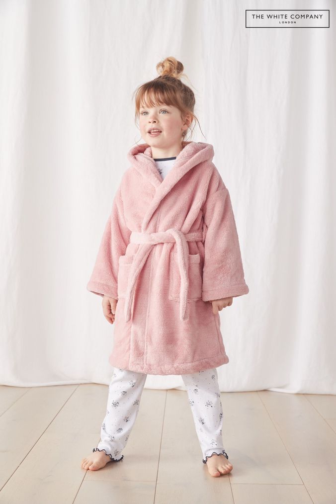 John Lewis Kids' Cord Fleece Robe, Pink at John Lewis & Partners